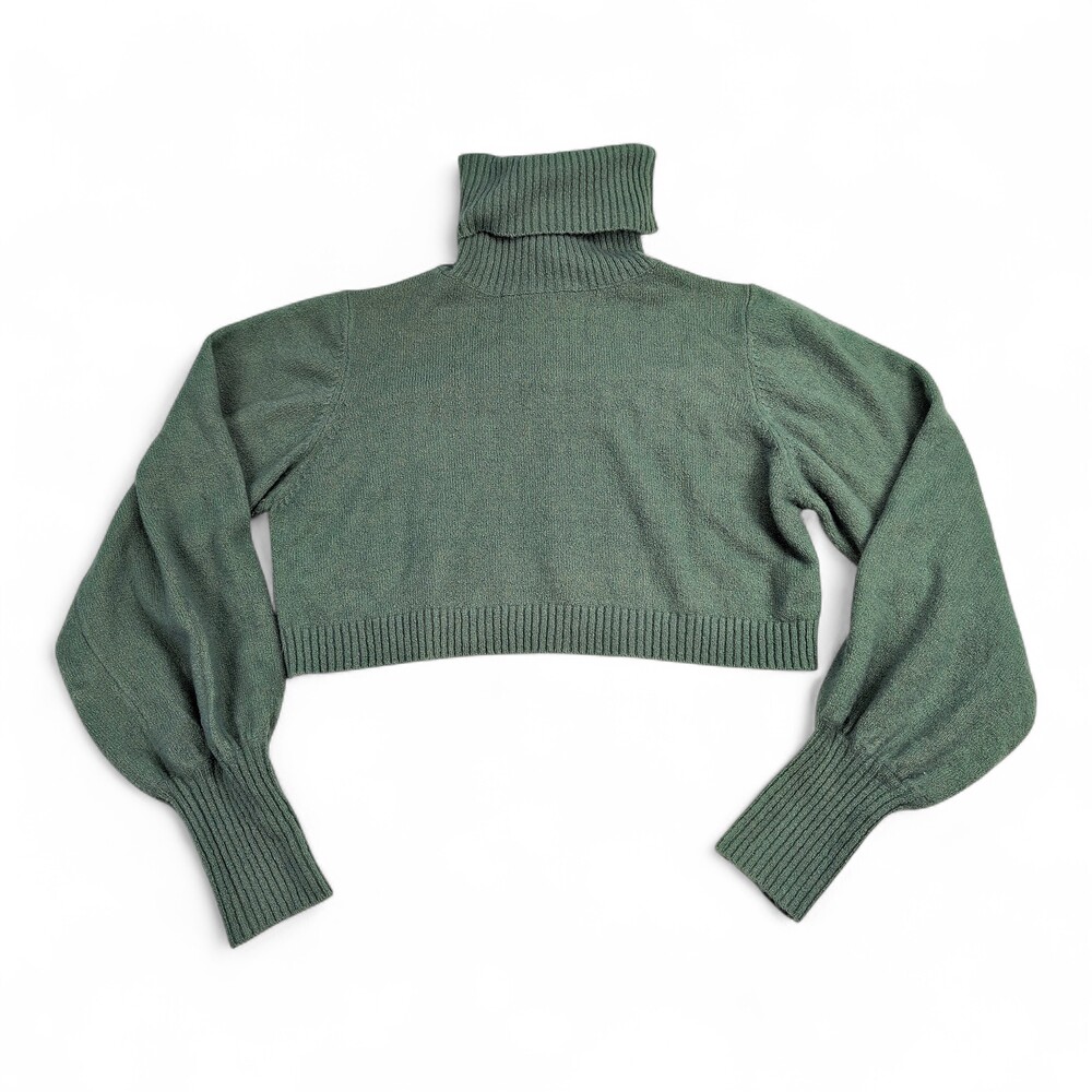 Princess Polly‎ Sage Cropped Turtleneck Sweater Size 4